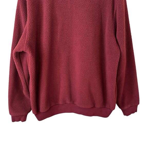 CHAMPION Men Full Zip Letterman Varsity Sherpa Bomber Jacket Burgundy Streetwear - Picture 8 of 13